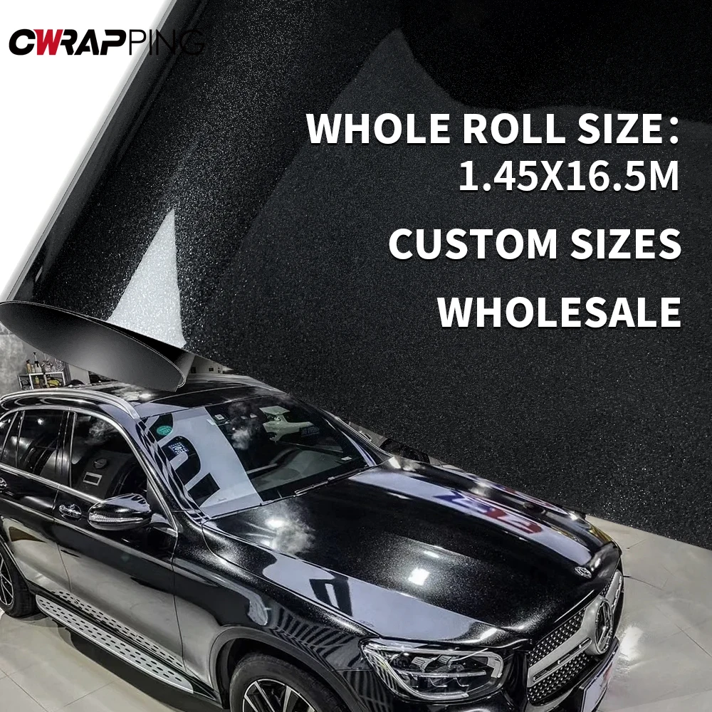 

145cmx300cm PET Car Decorating Waterproof Shiny Black Car Film Covering High Glossy Auto Hood Roof Cover Door Protective Film