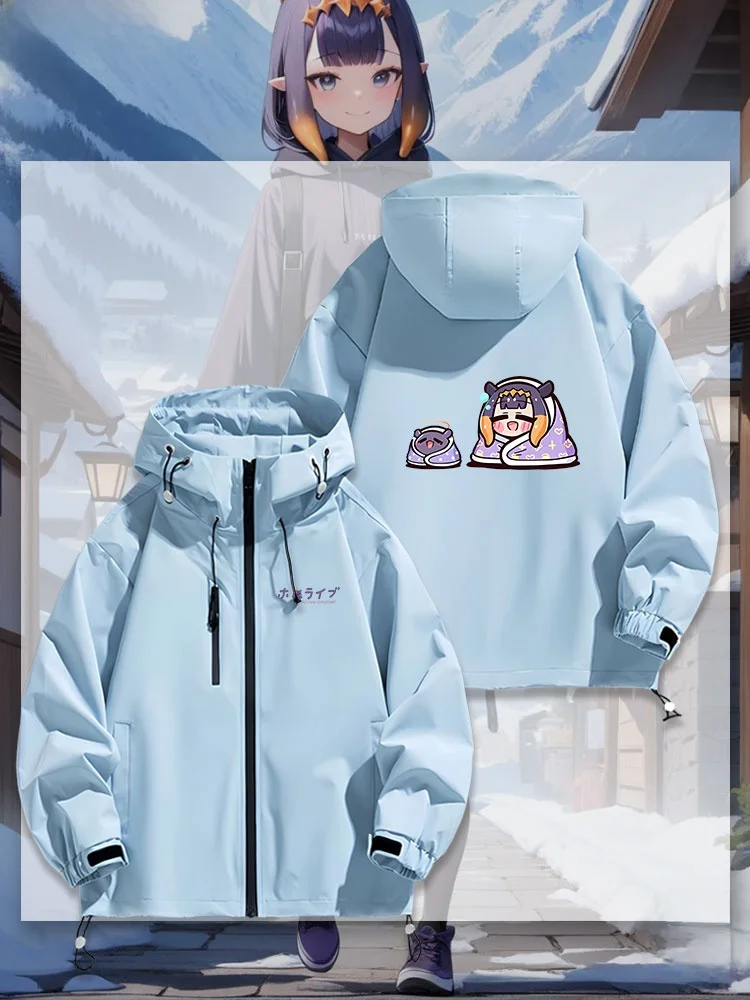 

Gawakuira Virtual Broaastervt Hololive Hooded Jaet Outerwear Polyester Fiber Long Sve Waterproof Spring Autumn Winter