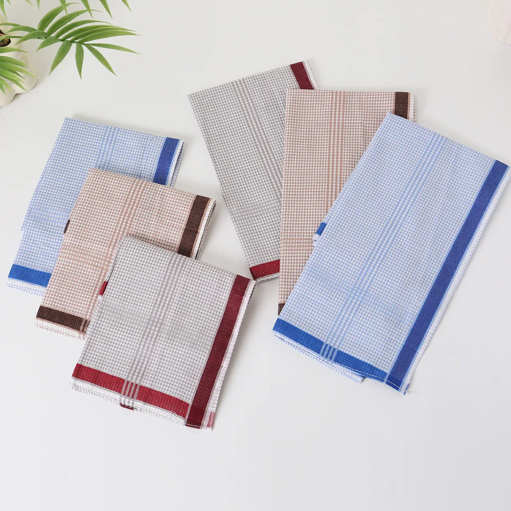 3 szt. Nowy męski chusteczka bawełniana w kratę, w paski, w stylu retro, ręcznik do potu, bawełna 43*43 cm