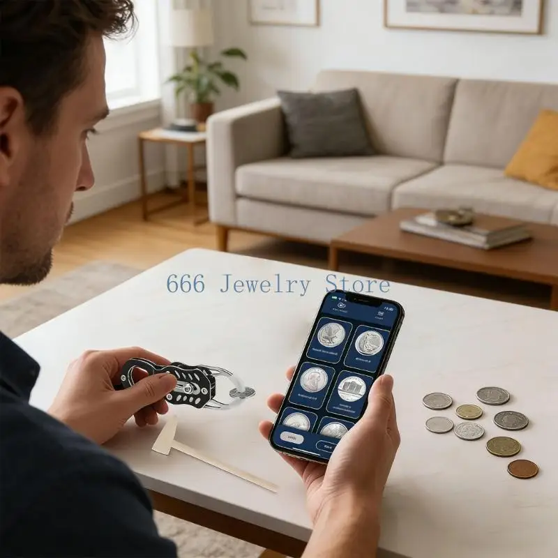 F2TD Professional Pocket Coin Tester For Gold Silver Authenticity Detection Using Vibration Method And Lens