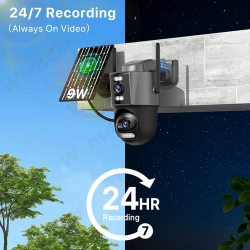 Imagen 2 del producto Cámara Solar 4G Sim, registro de 24 horas, tres lentes, cámara con Zoom 10X para exteriores IP66, impermeable, Panel Solar de 9W, batería integrada iCSee