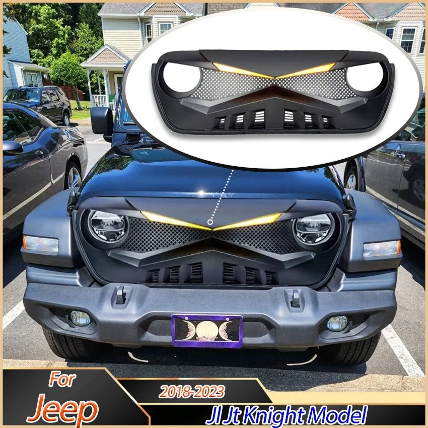 Front Air Intake Grille For Jeep Jl Jt Knight Model 2018-2023 Racing Grills Hood Grilles Overlay Trim Car Accessories Body Kit