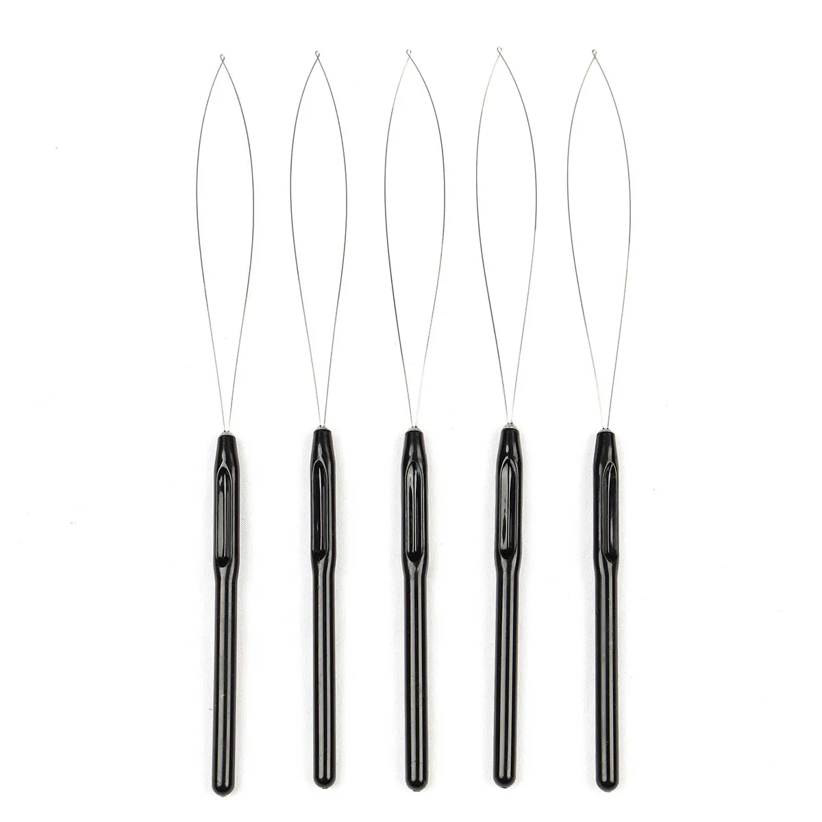 

5Pcs Hair Extension Tool - Black Stainless Steel Needles With Colorful Plastic Handles For Beading Or Synthetic Hair Extensions