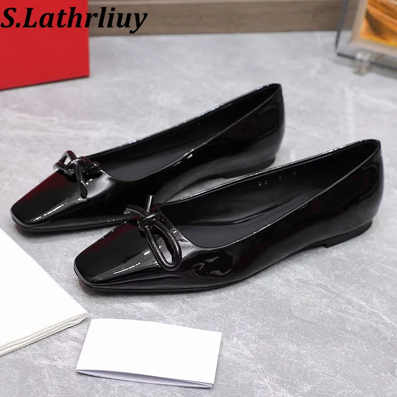 

Spring Autumn New Shallow Mouth Lazy loafers Women's Square Toe Solid Color Casual Shoes Versatile Dou Dou Shoes Holiday Shoes