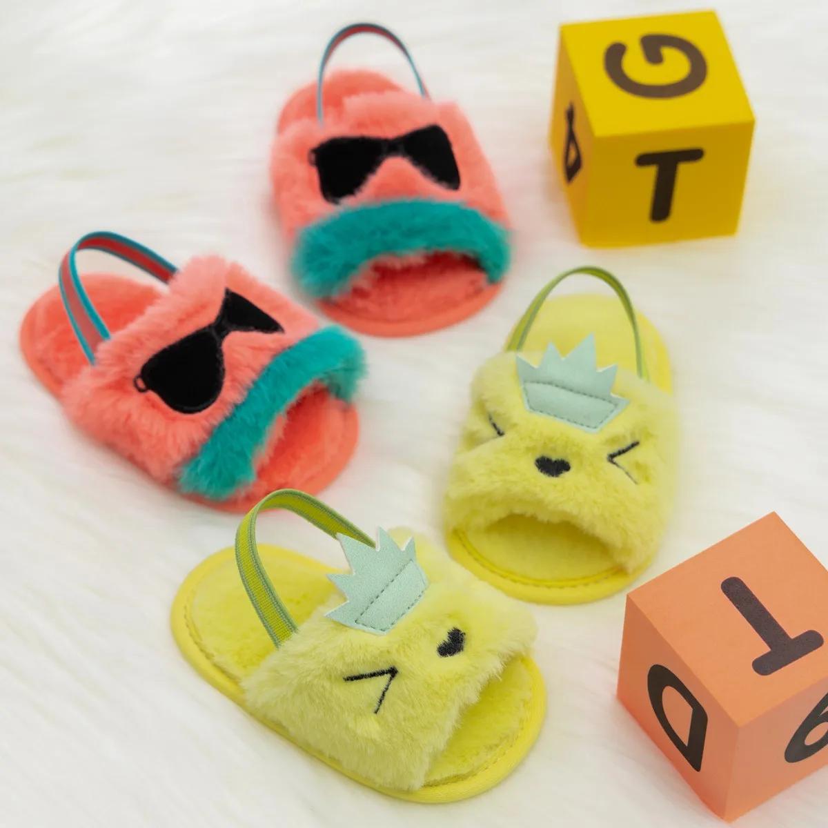 

Spring Autumn Baby Boys Girls Plush Slippers Cute Cartoon Indoor Casual Shoes Soft Sole Anti Slip Comfortable Walking Shoes