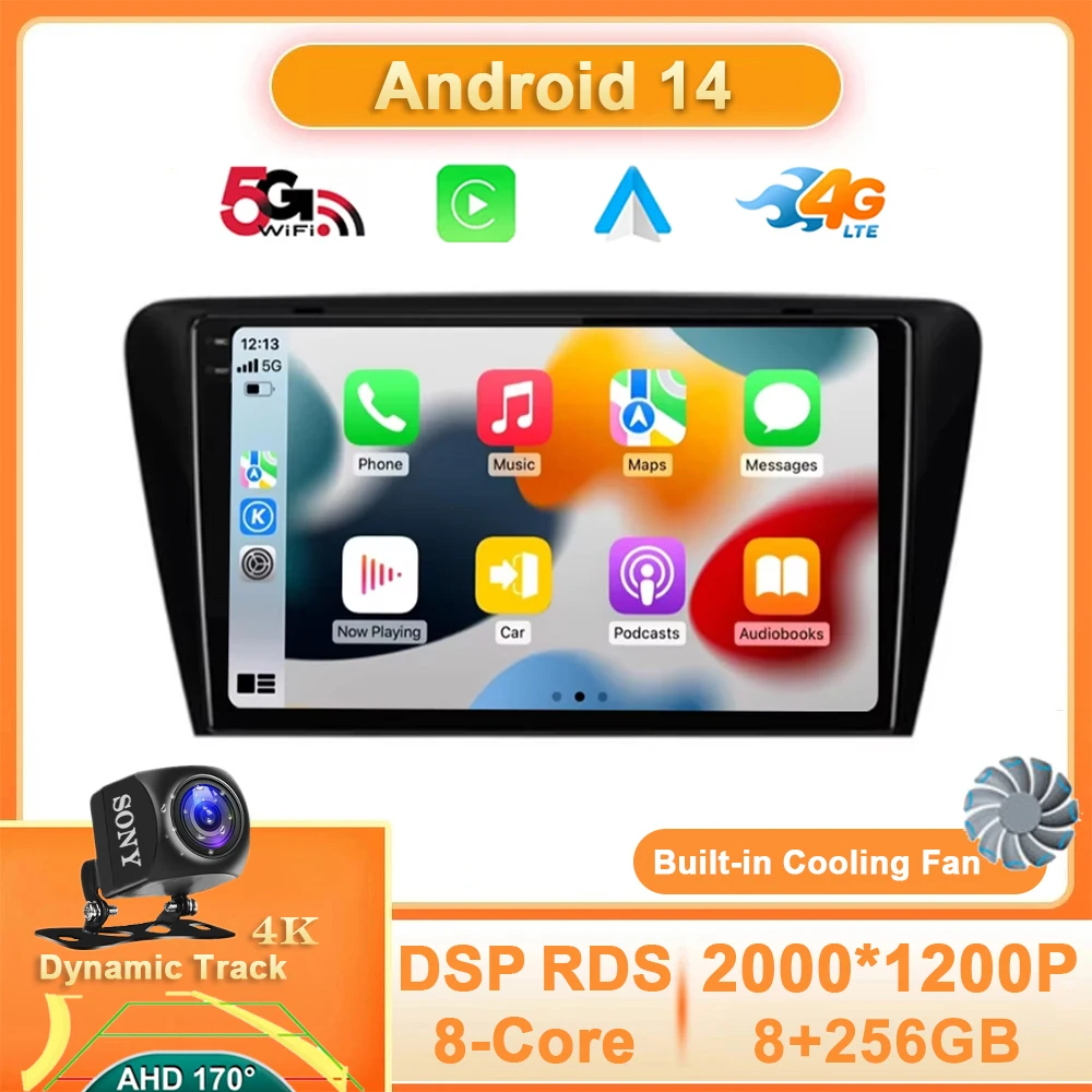 

Android 14 For Skoda Octavia 3 A7 2013 - 2018 Car Radio Multimedia Stereo Video Player 4G WIFI Navigation GPS Carplay Auto QLED