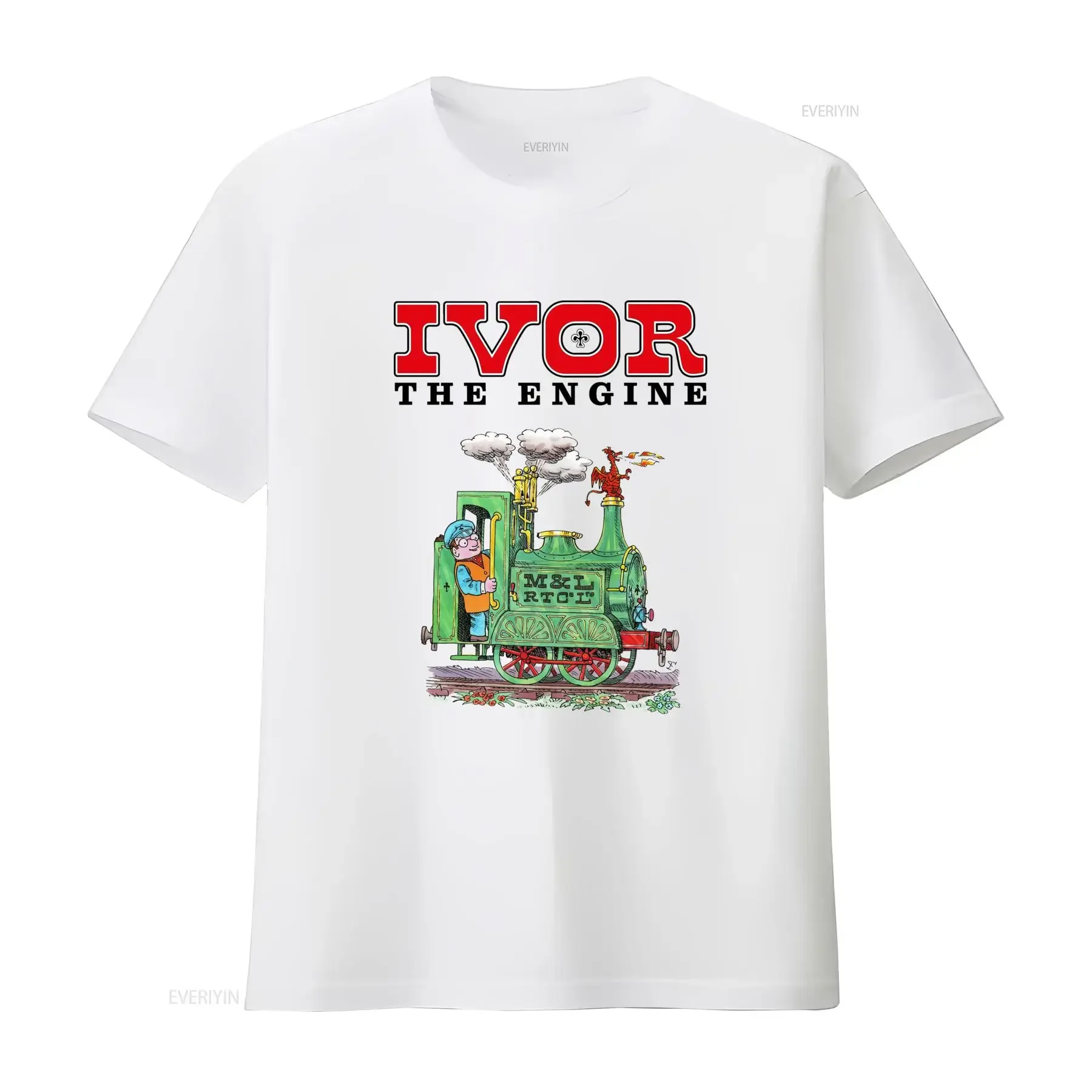 Ivor The Engine T Shirt GT376 Style E 100 White Casual Round Neck with Iconic Character Print Machine Washable for all vintage