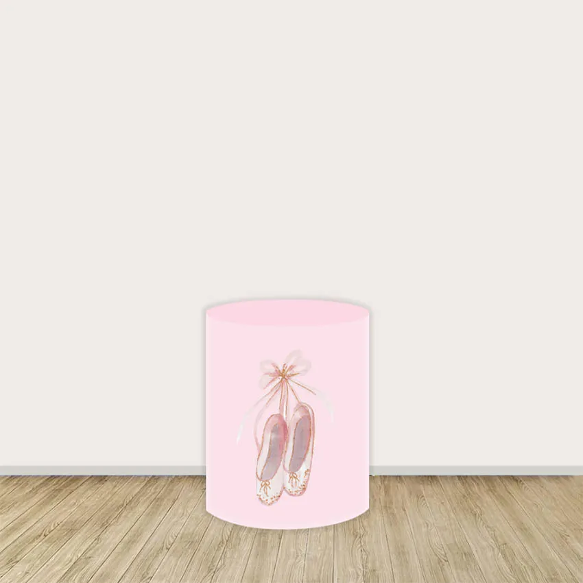 Mehofond cubierta de cilindro personalizada telón de fondo zapatos de Ballet rosas rayas niños fiesta de cumpleaños zonas Pedestal decoración de fondo elástico