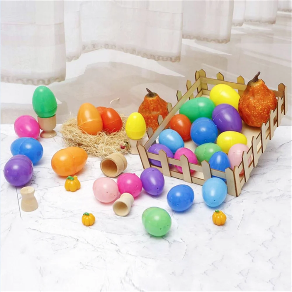  12Pcs Fillable Easter Eggs Plastic Colorful Easter Eggs Easter Candies Chocolate Gift Toys Boxes Egg Shape Easter Decor 6cm