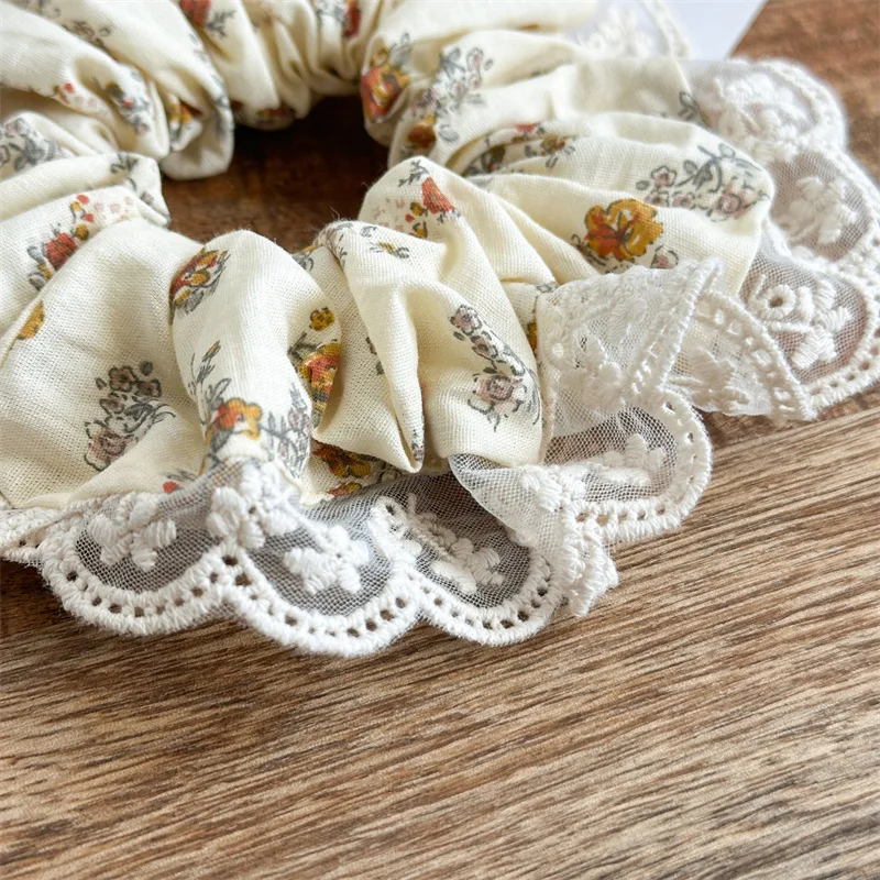 2025 أوائل الربيع جديد لطيف فتاة إكسسوارات الشعر موضة الحلو الدانتيل الطباعة الدانتيل Scrunchie مطاطا Scrunchie الشعر حبل #6