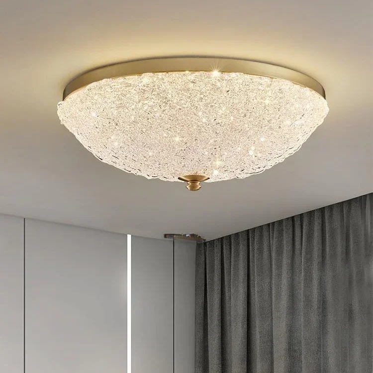 

GHJUYIOL YECTSKI All copper ceiling lamp European style postmodern minimalist master bedroom household circular book room glass