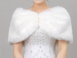 Bridal Shawl Ivory/white Faux Fur Bridesmaids Cape Jacket Prom Evening Dress Wedding Wrap Stole
