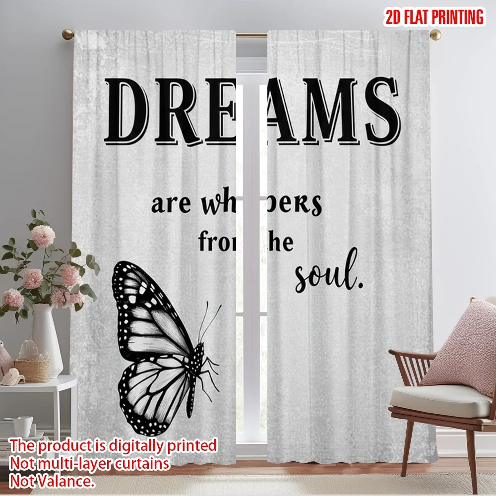 

2pcs 2D flat printing Scene Curtain Dream Butterfly Soul Polyester Without Electricity Festive Curtains for Classroom Office