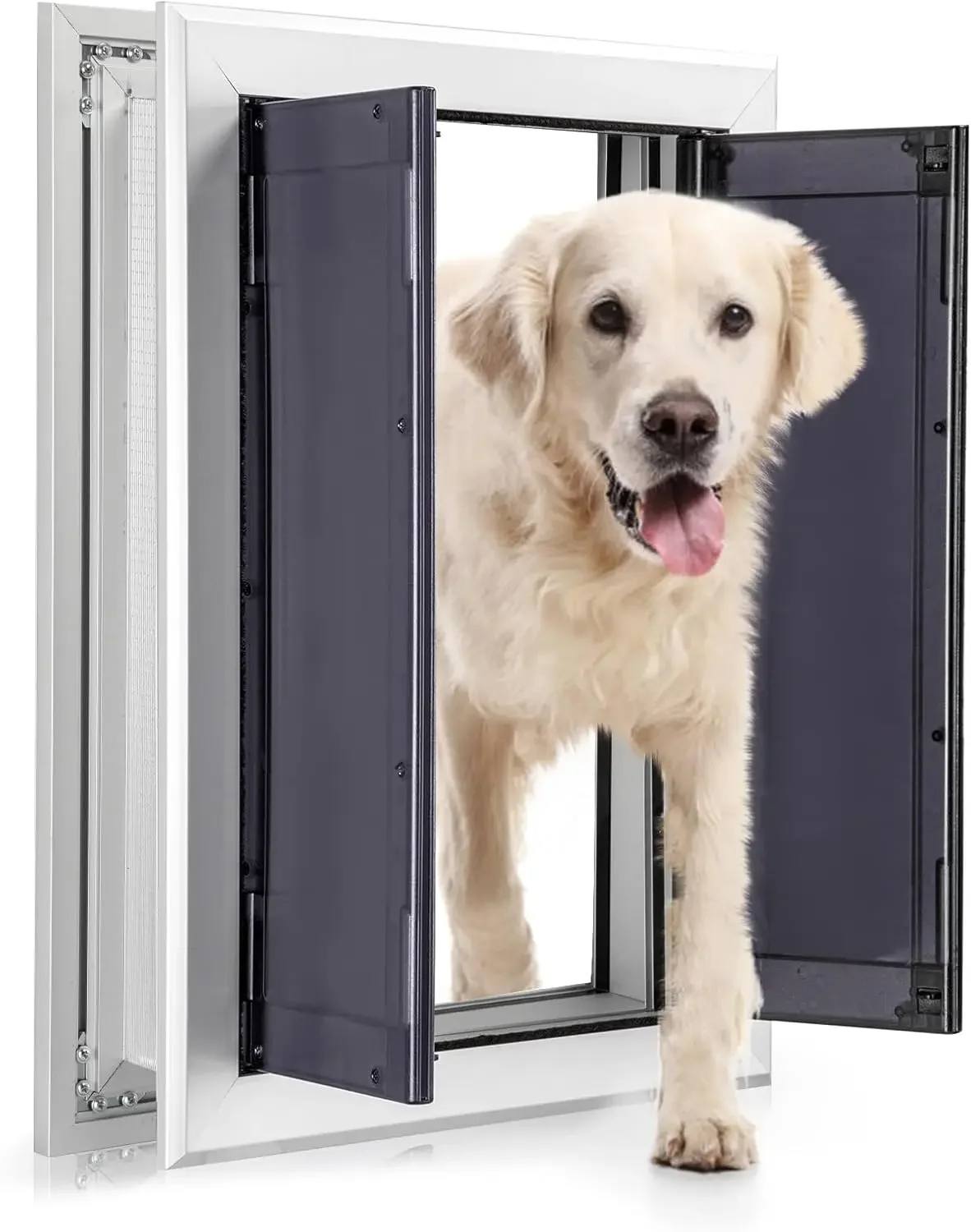 Deluxe Large Size Aluminum Alloy Double Pet Dog Doors With Sturdy Magnetic Panels Pet Doors For House Walls