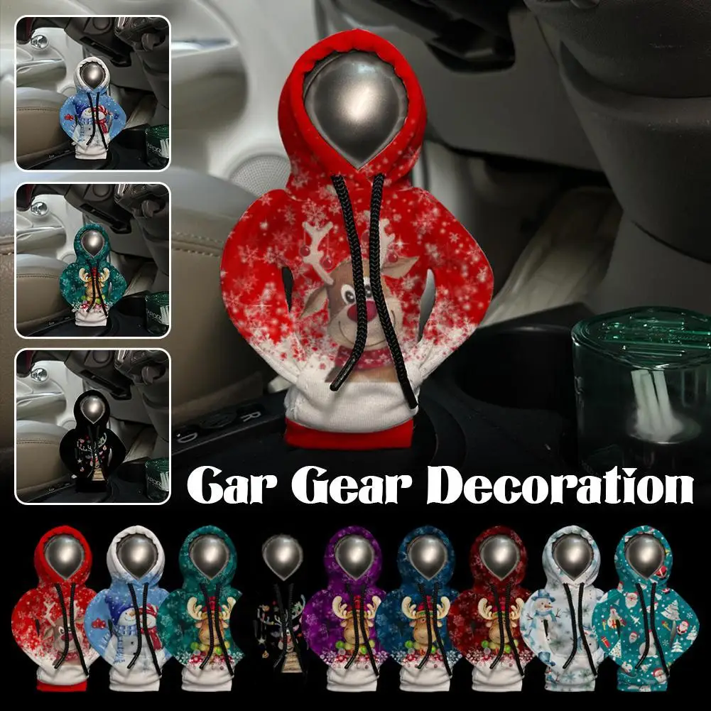 Chinese Style Car Mini Hoodie Shift Decoration Shift Non-slip Cover Christmas Printing Auto Shift Lever Shift Handle Cover Tools