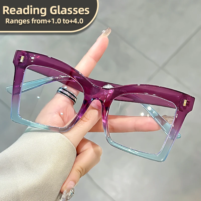 Oyalie Trendige Lesebrille mit großem Rahmen, großer quadratischer Rahmen, traditionelle Trends brechen, Zubehör, verbessert die raffinierte und klare Sicht, Lesebrille mit verschreibungspflichtiger