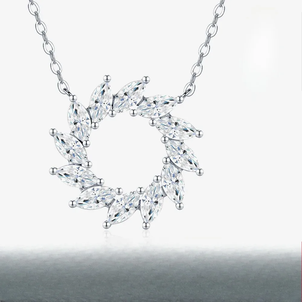 

925 Sterling Silver Marquise Moissanite Windmill Pendant Necklace Women Minimalist Choker Chain Necklaces Elegant Pass Tester
