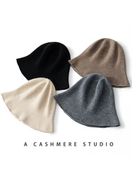 New Arrival Autumn Winter Cashmere Bucket Hats Women Casual Soft Keep Warm Dome Cashmere Kniited Hat Fashion Korean Bucket Cap