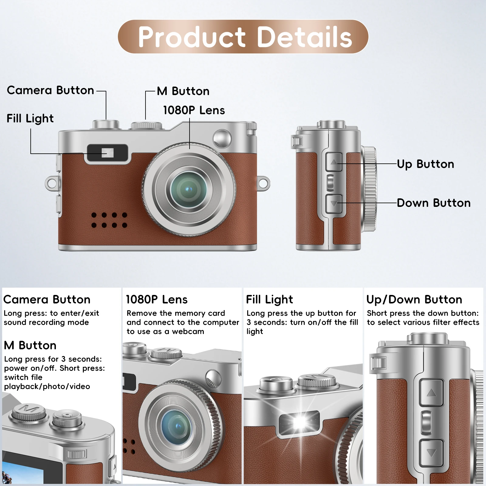 Miniaturowa Kamera Brelok 1080p 2MP Cyfrowa Kamera 200mAh Zabawka Kamera z Kartą 8GB Prezent dla Chłopców Dziewcząt