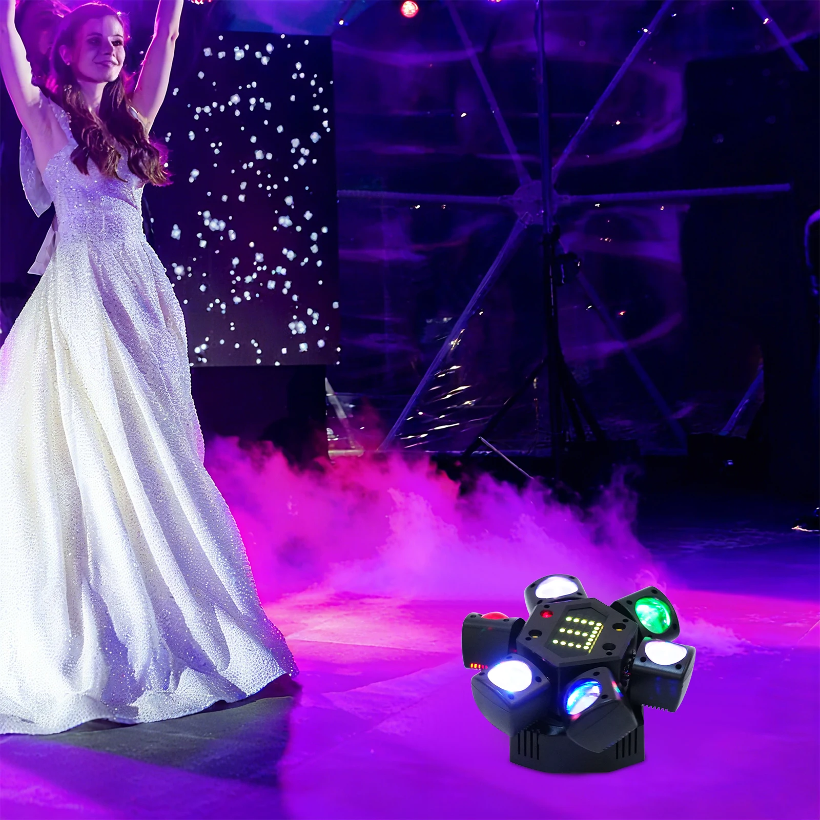 

Six-arm Colour-changing Stage Mood Light (US specification) With Remote Contro, Moving Head Stage Light For Disco/Club/Wedding/Party/Christmas