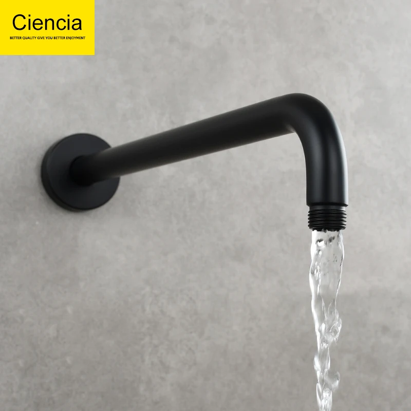 

Ciencia SUS304 Stainless Steel Shower Arm Wall Mounted Round Shower Arm for Fixed Shower Head Chrome Black Shower Accessory