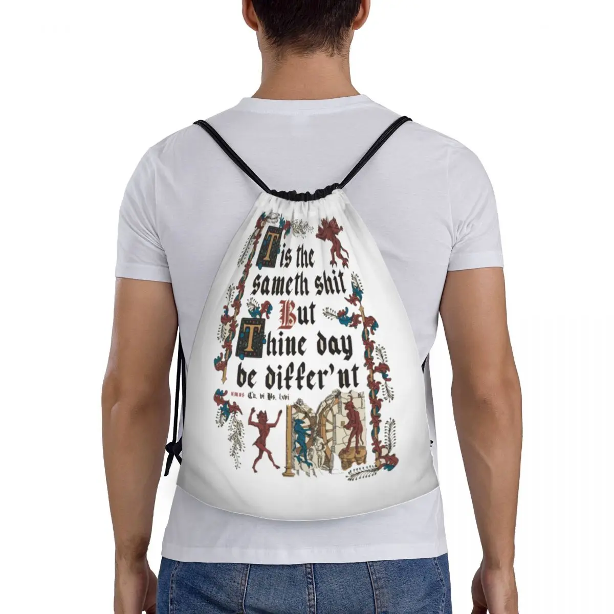 Same Shit Medieval Style English History Backpacks Portable Drawstring Bundle Pocket Sports Bag Book Bags for Travel Students