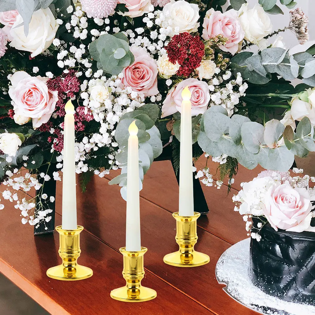 24Pcs Plastic Candlestick Pillar Candleholder Decorative Stand for Dining Room Wedding Party Indoor Base Table