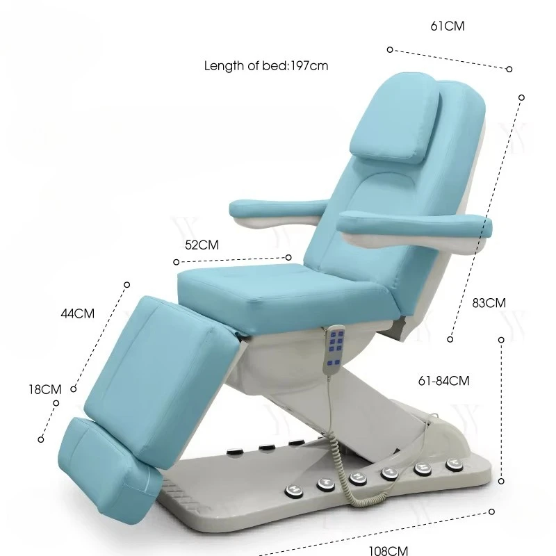 Modern Luxury Facial Bed  Massage Table Reclining Beauty Salon Aesthetic Stretcher 3 Motors with Foot Control