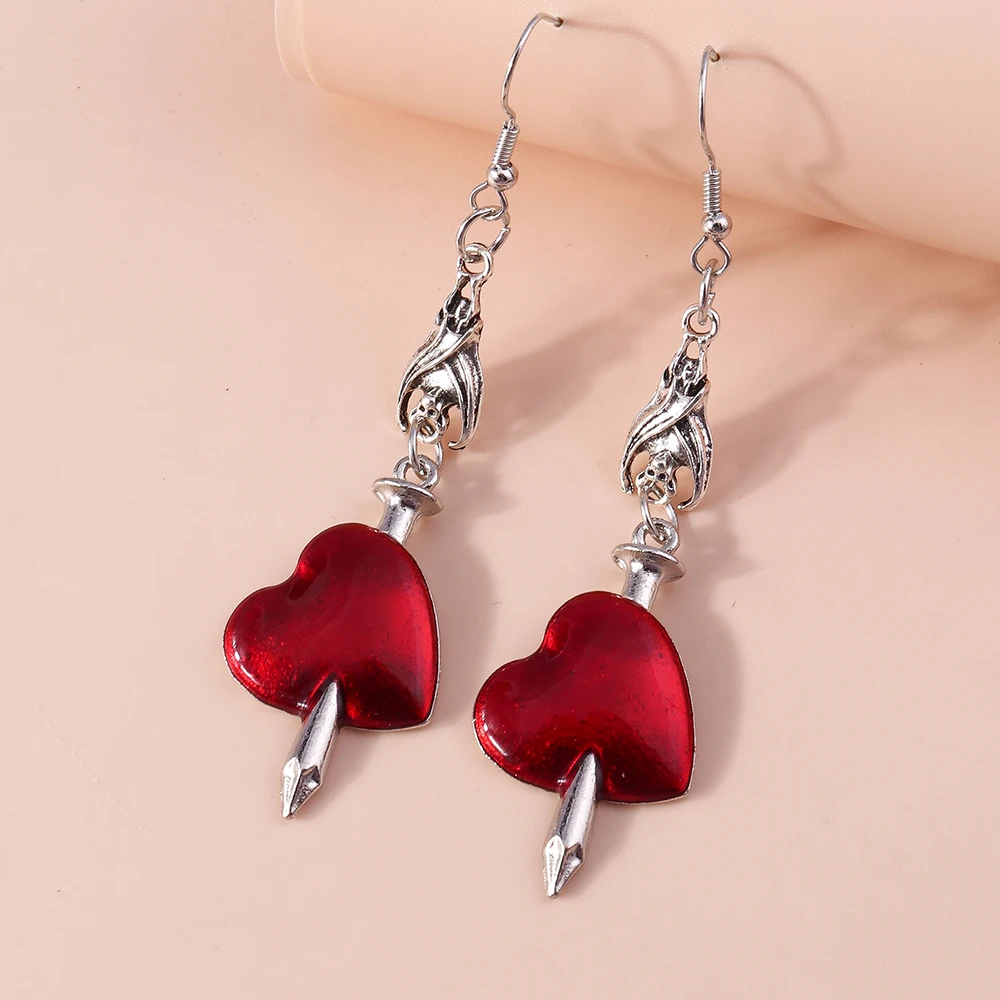 Ethnische Legierungs-Ohrringe mit Herzanhänger für Damen und Mädchen, Party- und Festival-Schmuck, Geschenke – Detail 27