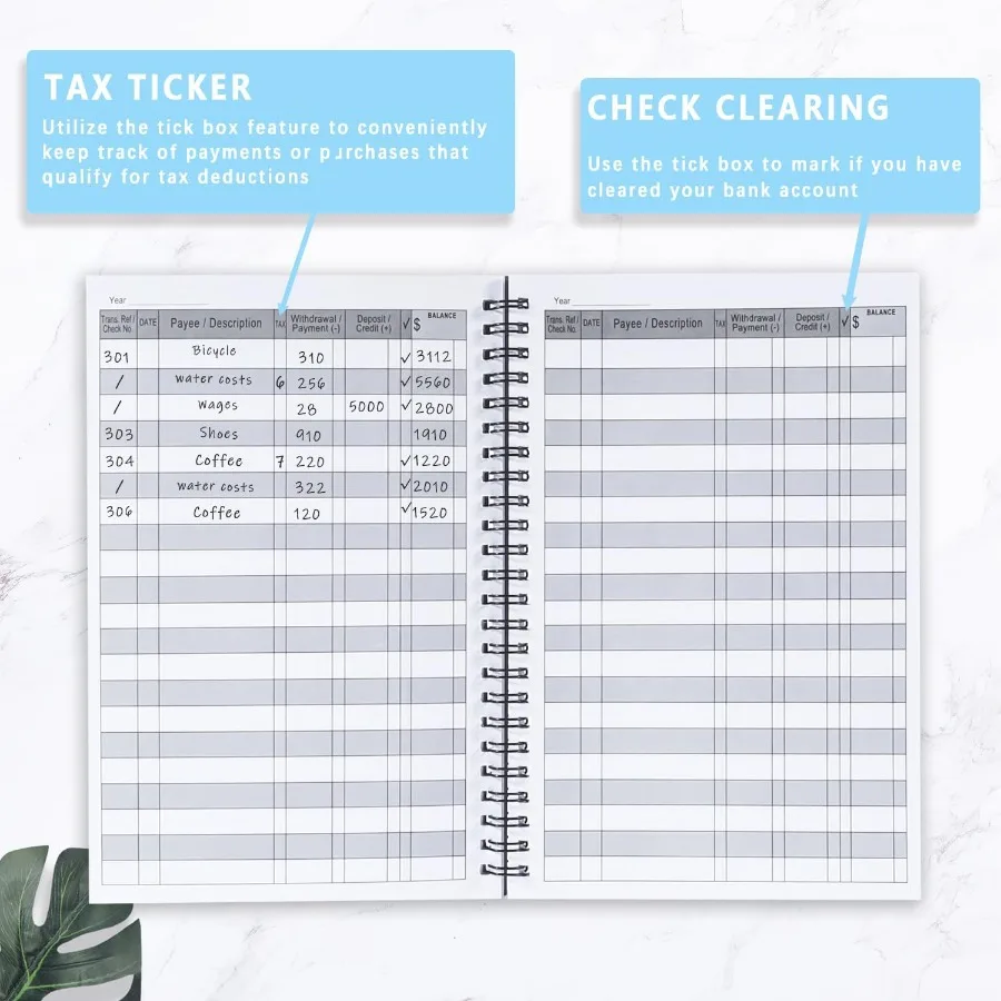 Большой чековая книжка формата А5 для личного и делового использования: идеально подходит для отслеживания, проверки транспорта, дебетовой карты, активности C