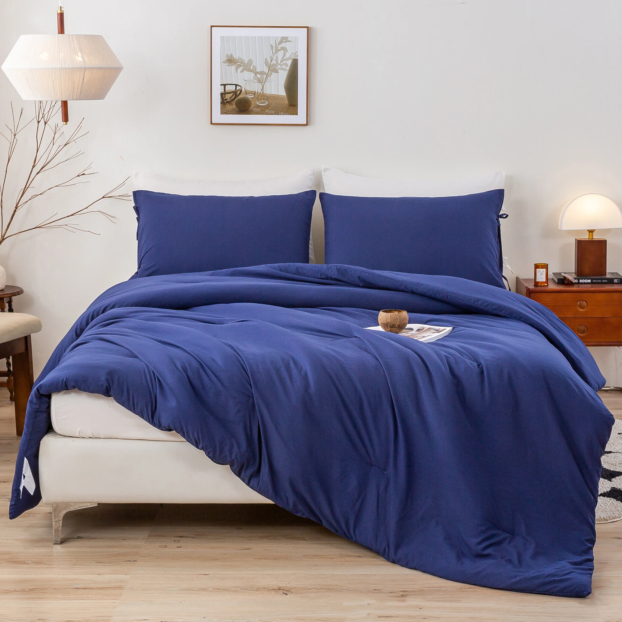 

Full win Size Comforter Sets Ultra-Soft , Comfy Washed Poly cotton 3 Piece Comfort Fluffy, Lightweight but Warm All Season