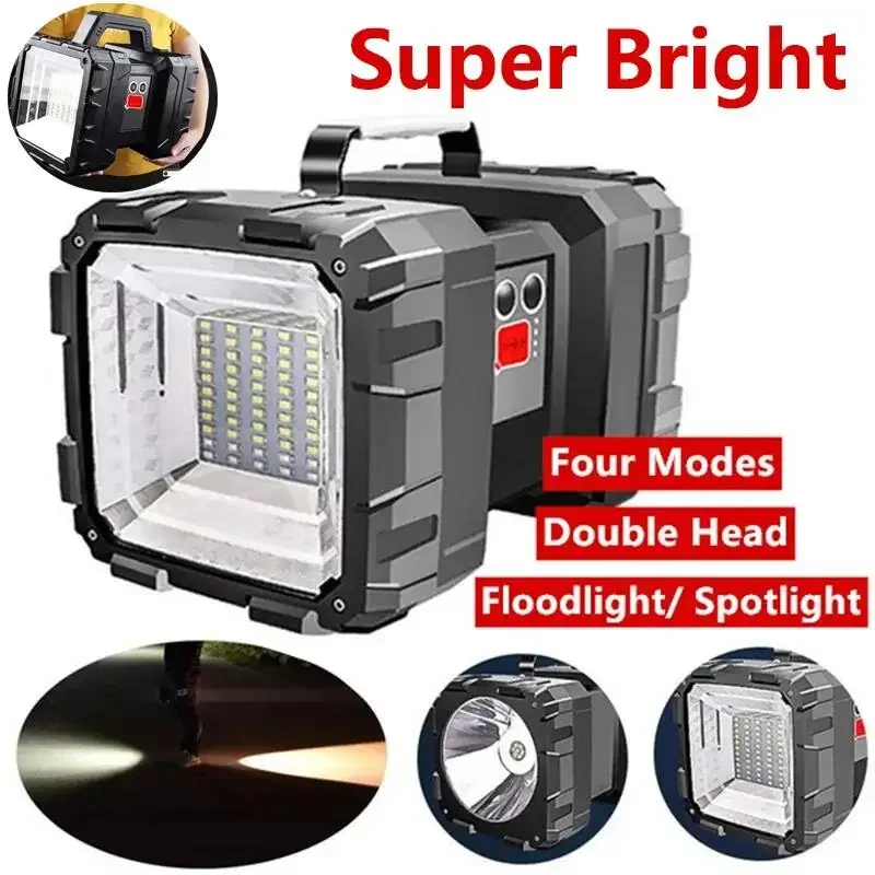 

Super Bright LED Usb Rechargeable Double Head Searchlight Handheld Flashlight Work Spotlight Floodling Light Four Modes 10000mAh