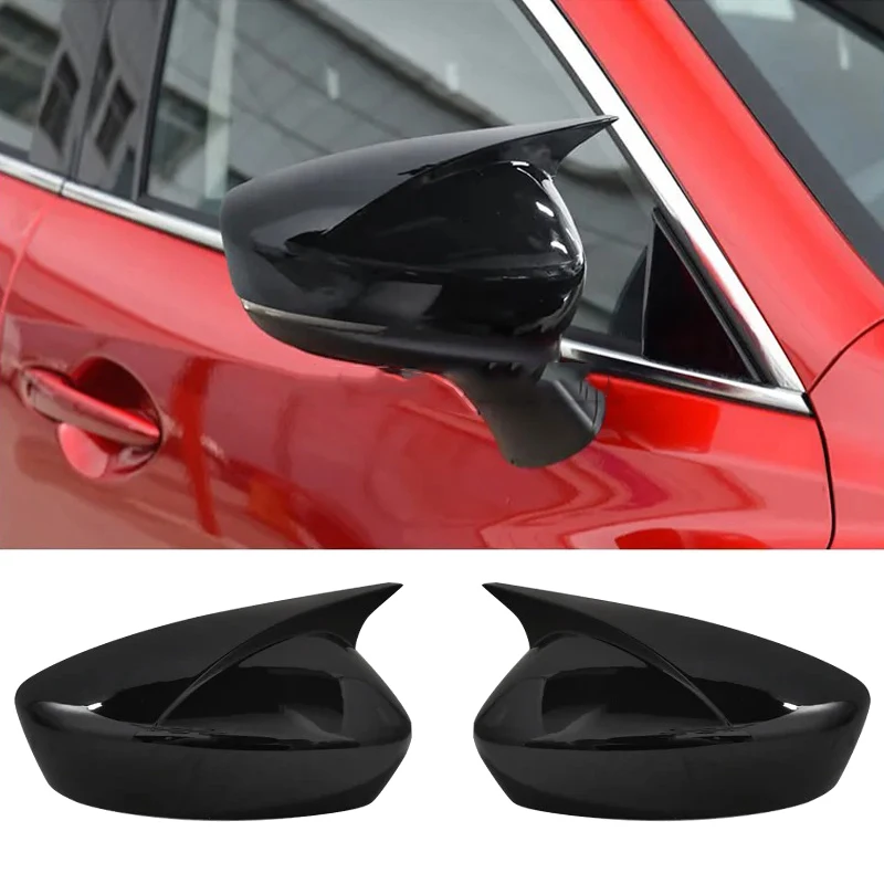 

2 шт., колпачки для боковых зеркал в стиле рога для Mazda 6 Atenza 2017-2022, АБС-пластик, глянцевый черный, внешние аксессуары для автомобиля