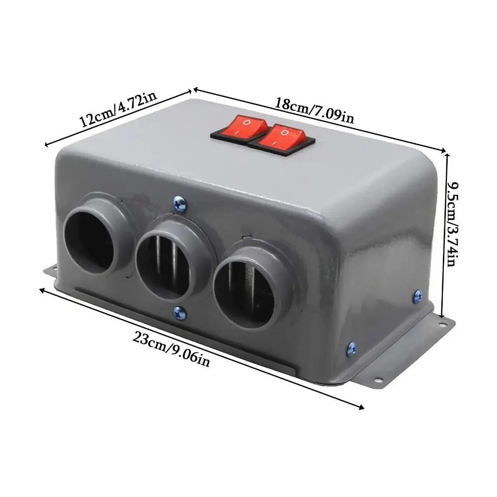 12V/24V Car Heater 3 Hole 600W‑800W Electric Heater Fan Low Noise High Power Portable Demister Defroster Winter Fast Heating