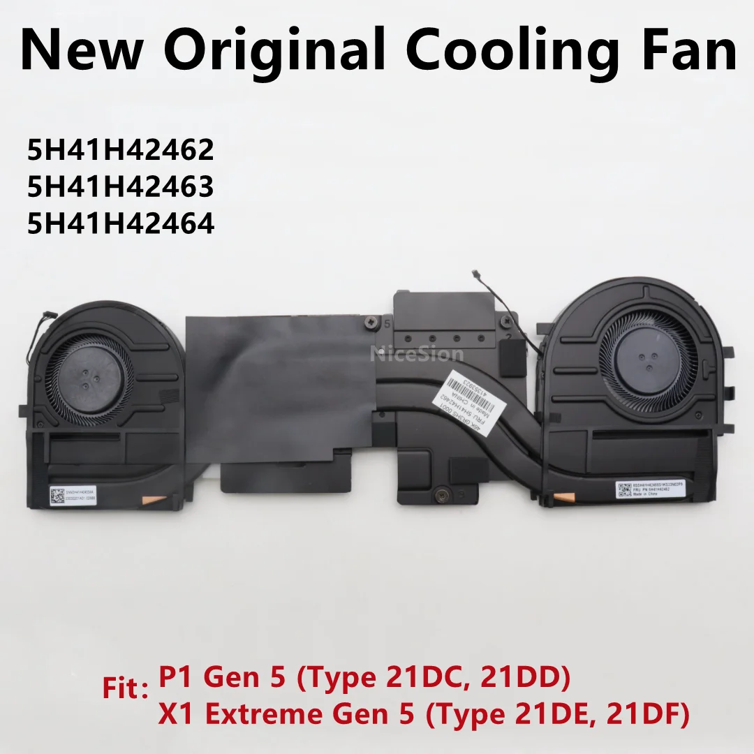 

New Original For Laptop Lenovo ThinkPad X1 Extreme 5th P1 Gen 5 CPU Cooling Fan Heatsink Radiato FRU PN ：5H41H42462 5H41H42463