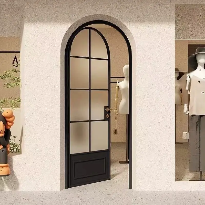 Fashion Bathroom French Hinged Door Protecting Privacy Aluminum Frame Frosted Glass French Doors Exquisite French Entrance Doors