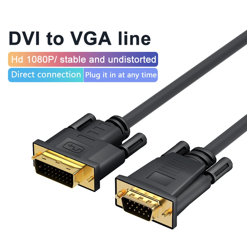 HD 1080P Dvi to VGA Cable Adapter DVI 24+1 Video Audio Synchronization DVI to VGA for Laptop Computer Monitor TV Box VGA Cable