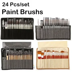 Ensemble de pinceaux à cheveux en nylon avec manche en bois, grattoir à récurer, stylo d'interconnexion, écriture, dessin, peinture acrylique, fournitures d'art, 1 ensemble, 2 ensembles, 3 ensembles