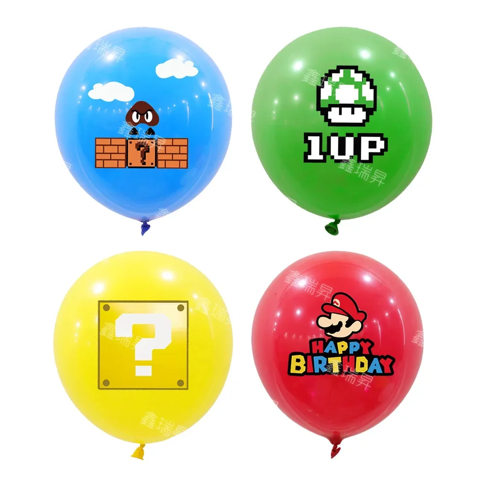 10Pcs Mario Bros Balloon Set Kawaii Anime Figure Balloons Kids Happy Birthday Party Decoration Supply Kids Toys Gifts