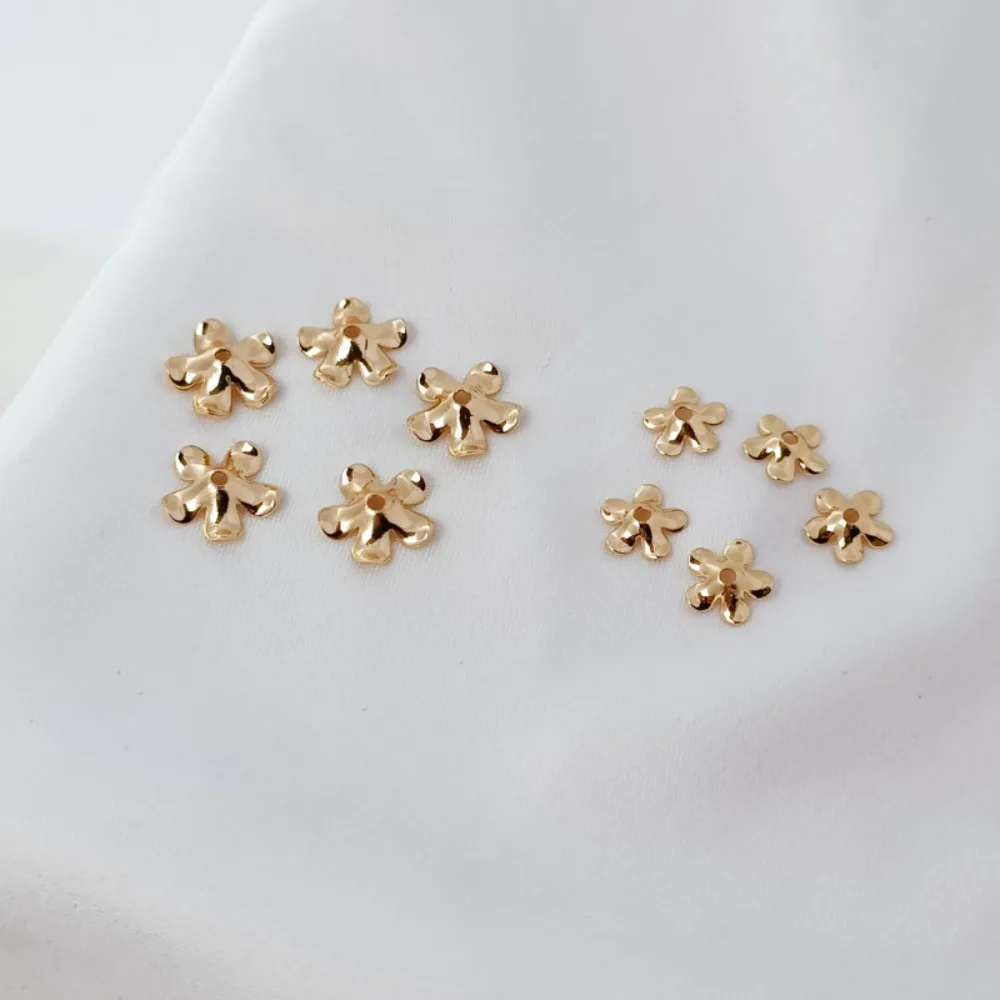 14K Gold-plated Bowl-shaped Five-petal Flower Holder, Bead Holder, Hat Holder, DIY Handmade Hairpin, Brooch, Earring Material
