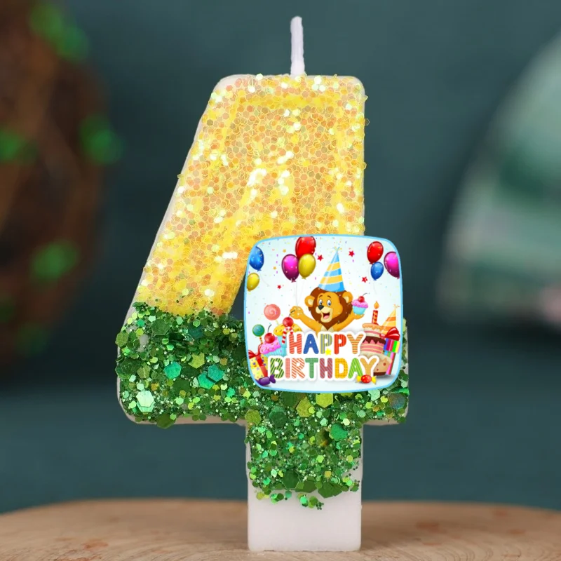 Lion Animal Happy Birthday Cake Topper Decorated Digital Candle Children's Delicate 0-9 Number Candle Party Decor Gift Boy Girl - view 4