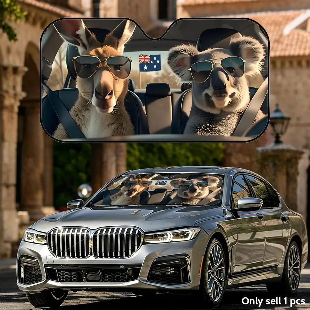 

Солнцезащитный козырек для автомобиля Kangaroo Koala Road Trip, складной, универсальный, для лобового стекла, защита от УФ-излучения, теплоизоляция, складная накидка