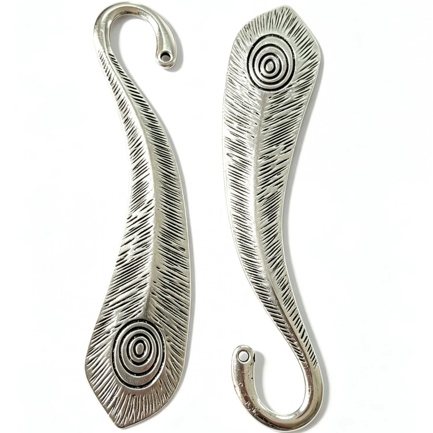 2pcs approx 104X22.5mm Antique Silver Bookmark Hair Sticker Hairpin Shape Alloy Charm Pendant for DIY Jewelry Making EF4412