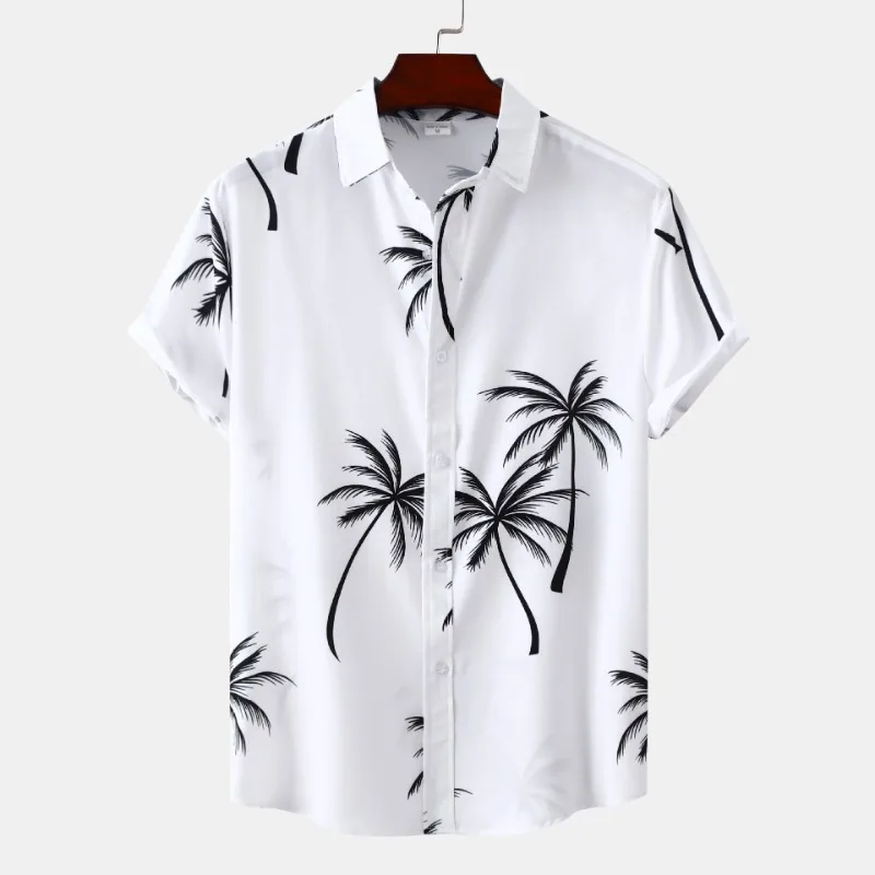 Shirts for Men 2023 Summer New Men\'s Casual Printed Short Sleeve Shirt Beach Shirt Men