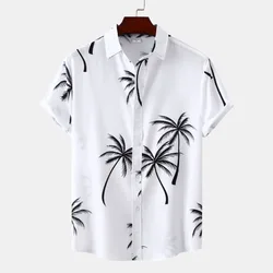 Camisa casual de manga curta estampada masculina, camisa de praia, verão, nova, 2023