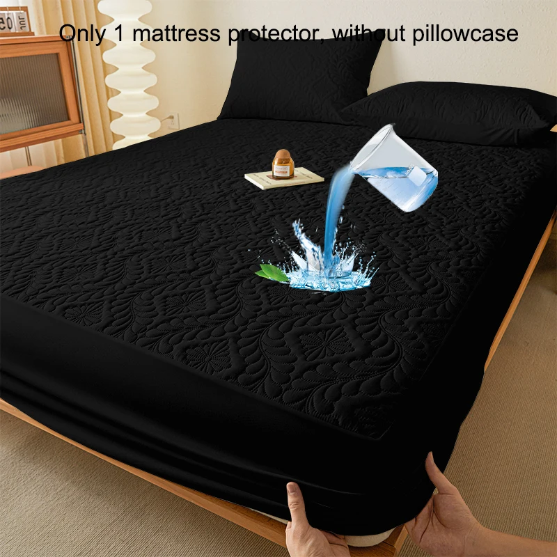 

1 водонепроницаемая ламинированная простыня с простым современным рисунком, чехол для кровати чистого черного цвета для спальни, постельного белья (за исключением наволочки)