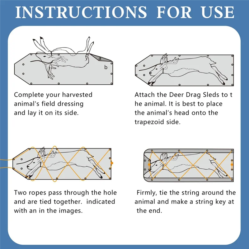 AED2-Deer Drag Sled Game Glide - Deer Cart Game Hauler سميكة مقاومة للتمزق ملحقات الصيد والعتاد لـ Hauling
