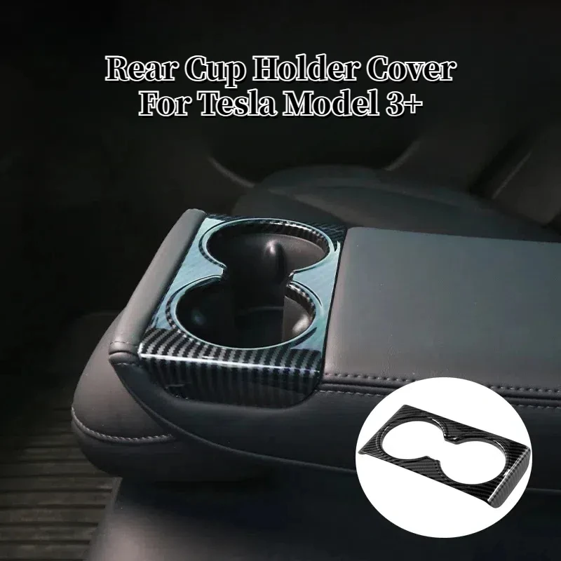 

Rear Cup Holder Cover Panel for Tesla Model 3+ Highland 2024 Back Row Cup Holder Protective Cover Decorative Frame Accessories