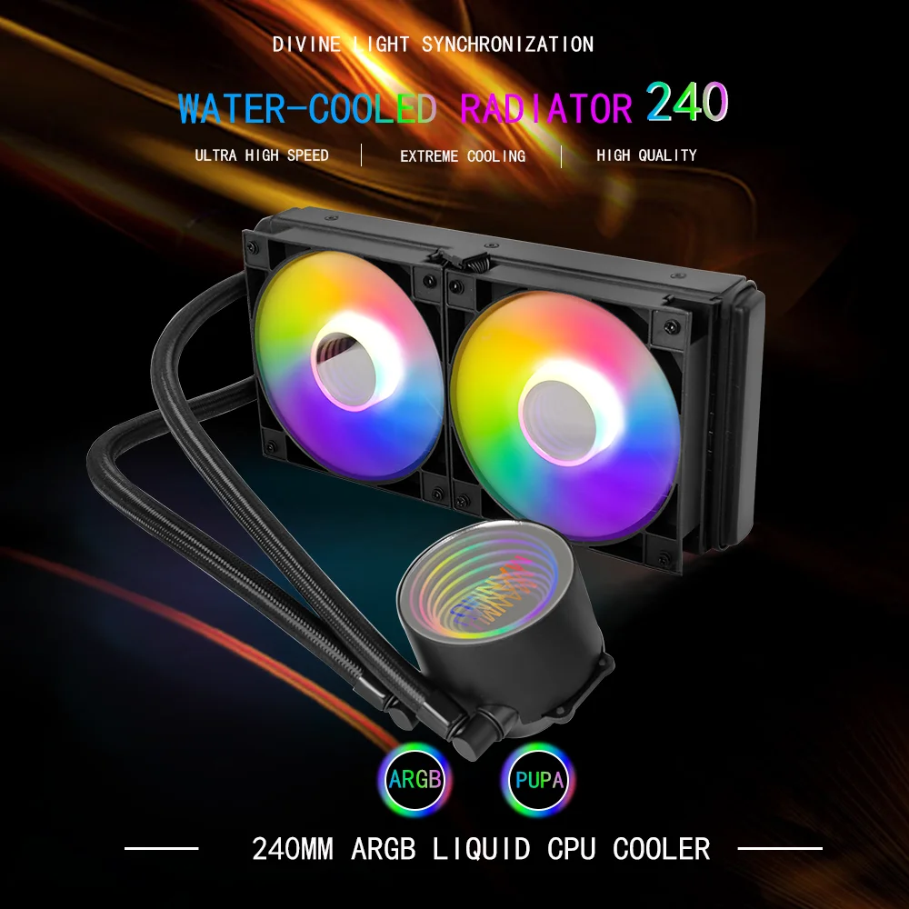 

MANMU 240mm Liquid Water Cooler pc Cpu Liquid Cooler Aio All-In-One Water Cooling Radiator