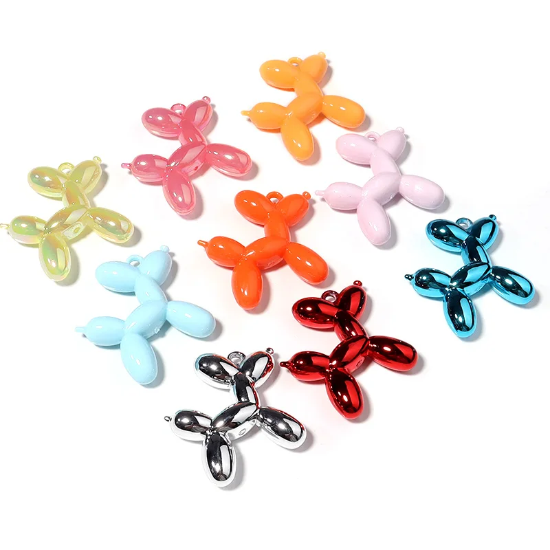 5pcs/lot Color Acrylic Bead Ballon Dog Pendant Beads for Jewelry Making DIY Phone Chain Keychain Charms Material Wholesale